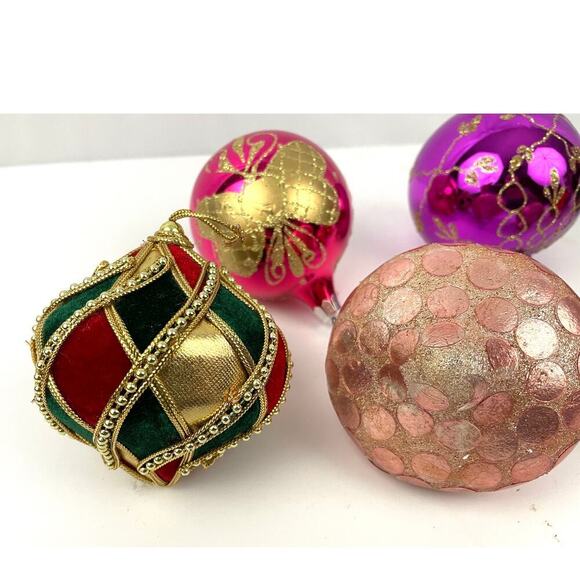 VTG Glitter Glass Ornaments Lot of 8 Round Sphere Hand Painted Czech Bulb - Picture 2 of 16